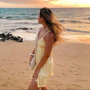 Floral Tiered Hollister Yellow Dress